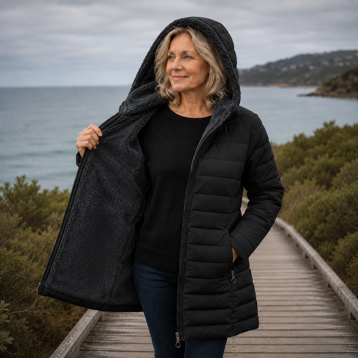 Faux Fur Hooded Quilted Longline Puffer Coat 8