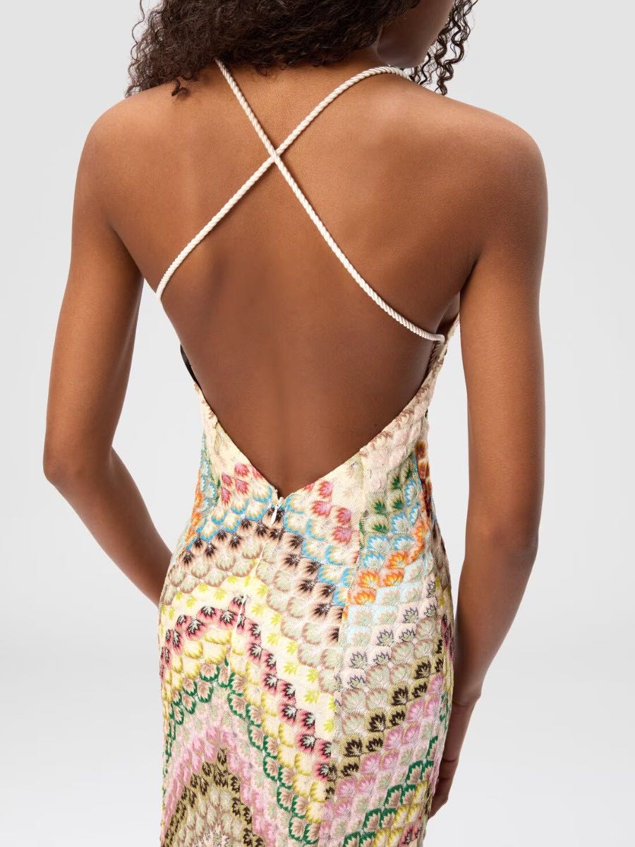 Crochet V-Neck Spaghetti Strap Maxi Dress 4