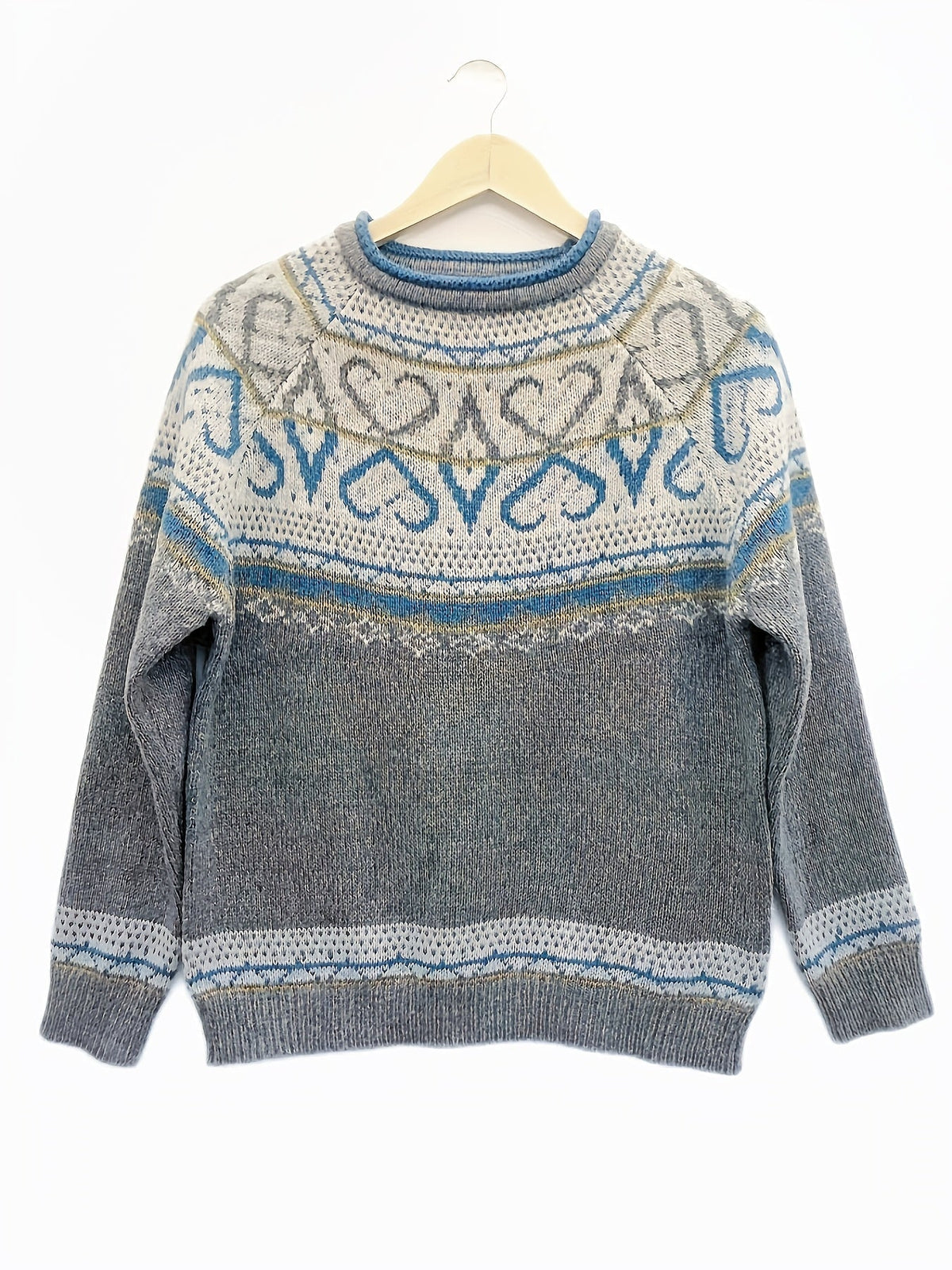 Fair Isle Crew Neck Nordic Knit Sweater 2