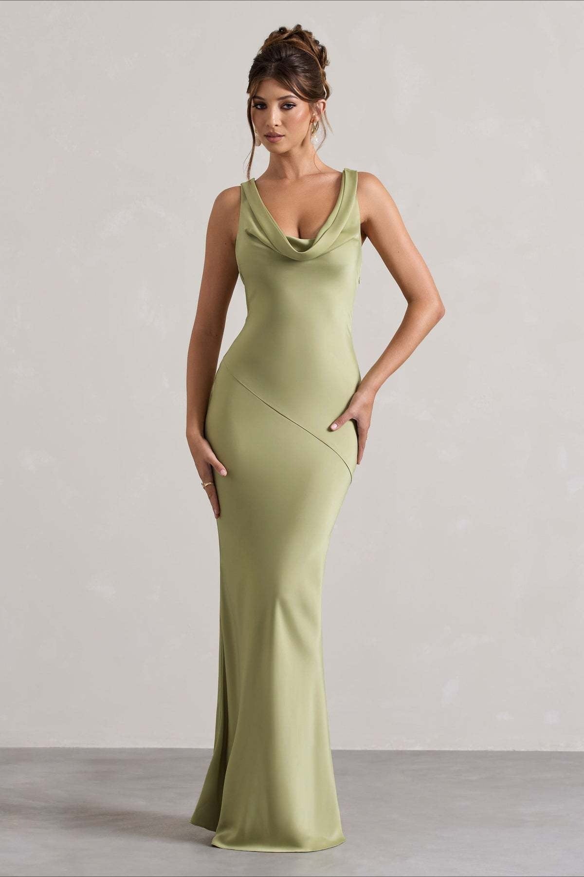 Satin Mermaid Low-Back Party Dress in Blue - View 16