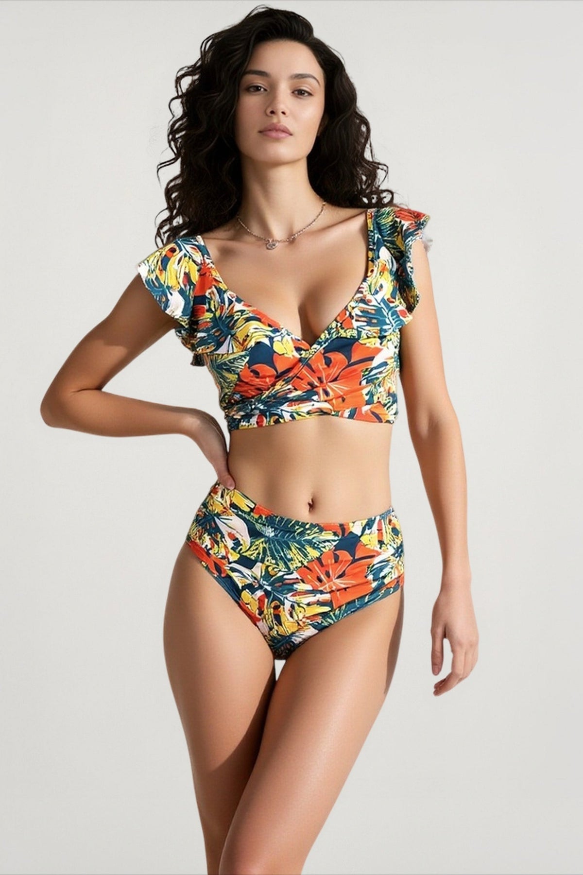 Print Push Up High Waist Two Piece Swim Sets