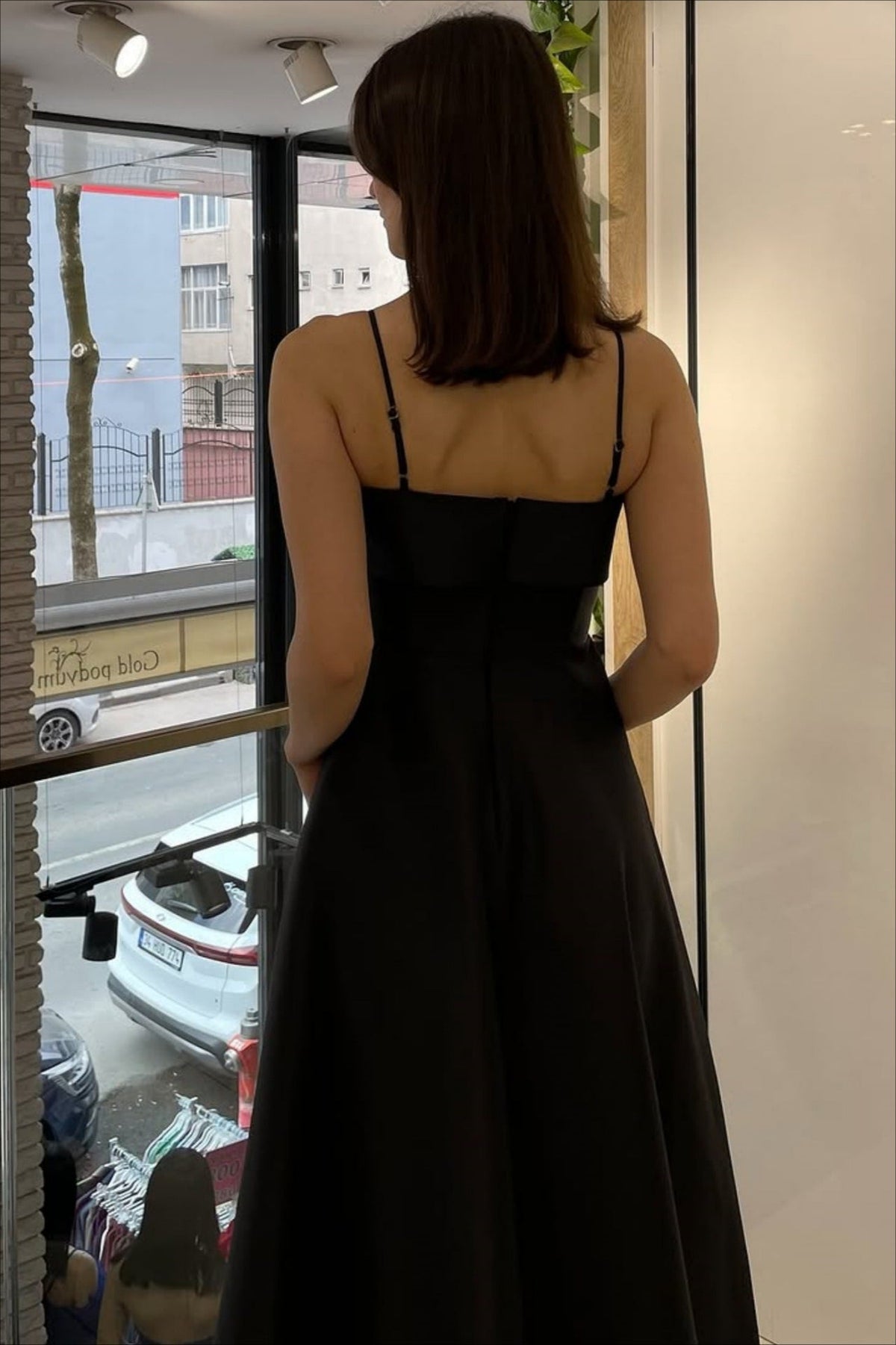 Spaghetti Strap Fit and Flare A-Line Midi Dress - View 3