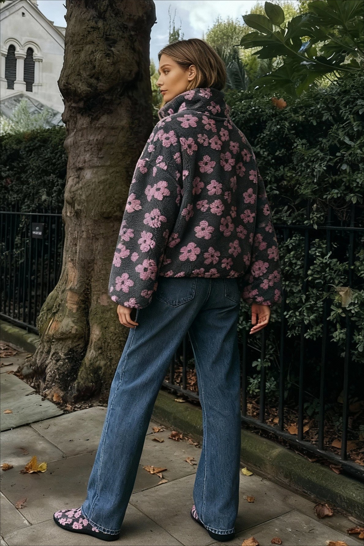 Floral Fleece Warm Fuzzy Sweatshirt