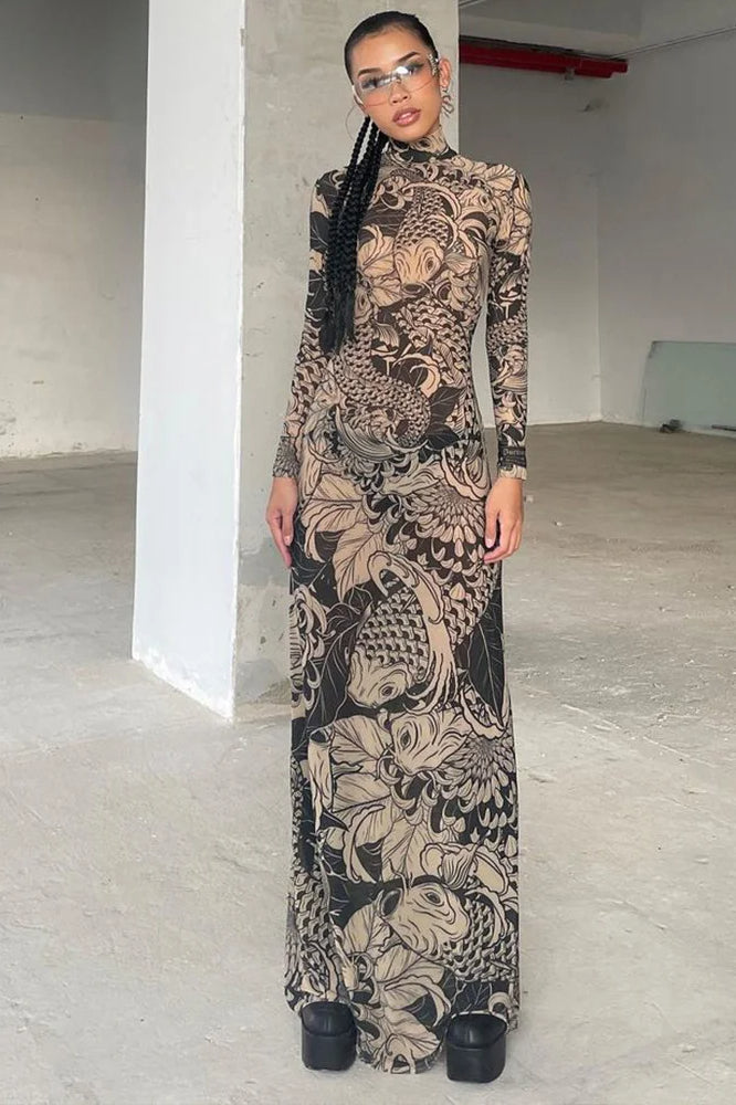 Weird Puss Mesh Print Maxi Dress - View 2