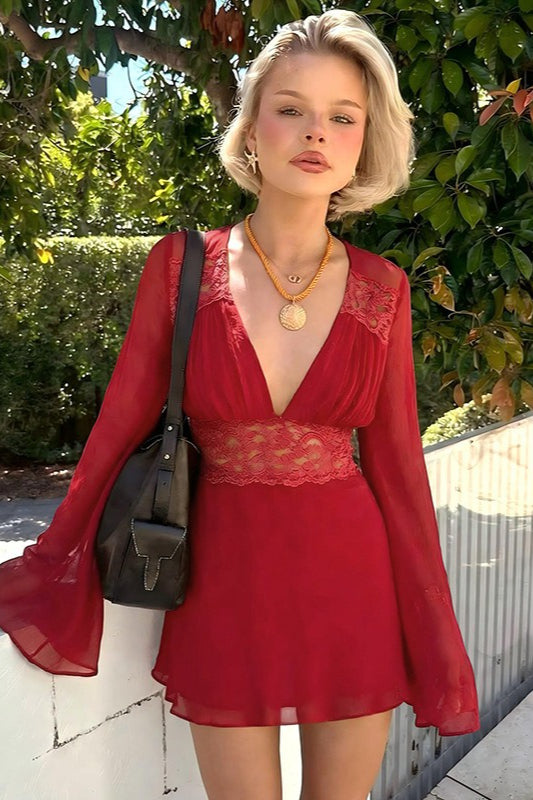 Lace Sheer Mesh Dress