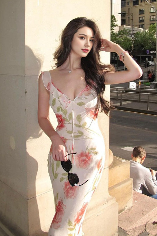 Backless Deep V-Neck Dress
