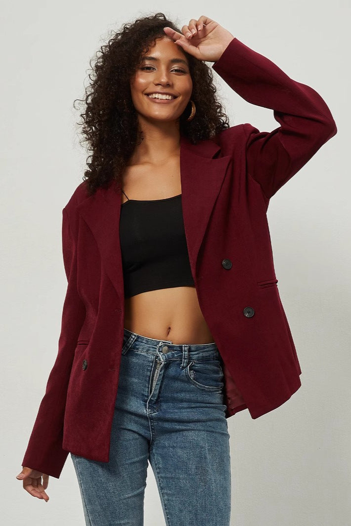 Minimalist Double Breasted Draped Blazer