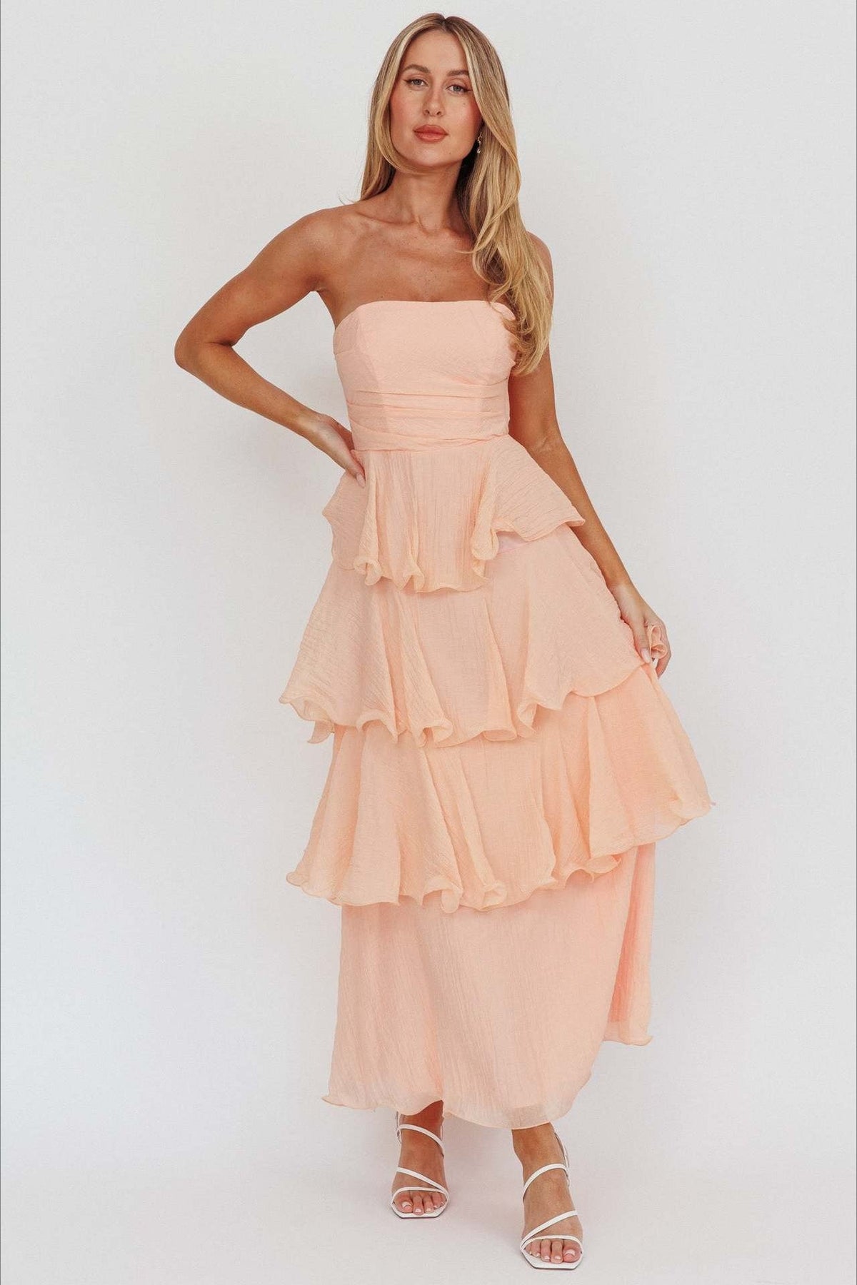 Strapless Tiered Ruffle Fit and Flare Midi Dress - View 21