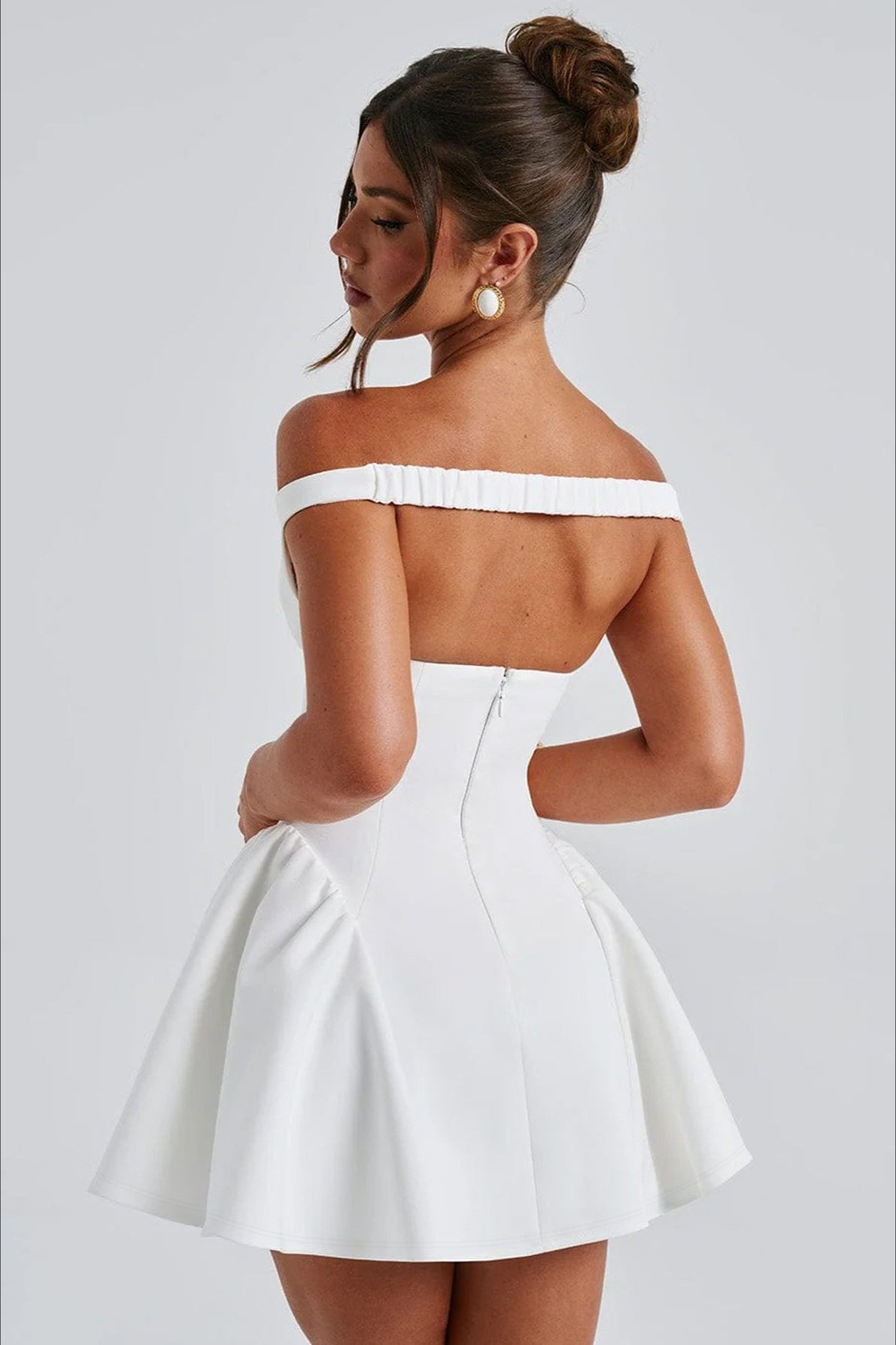 Off Shoulder Deep V-Neck Corset Fit and Flare Mini Party Dress - View 6