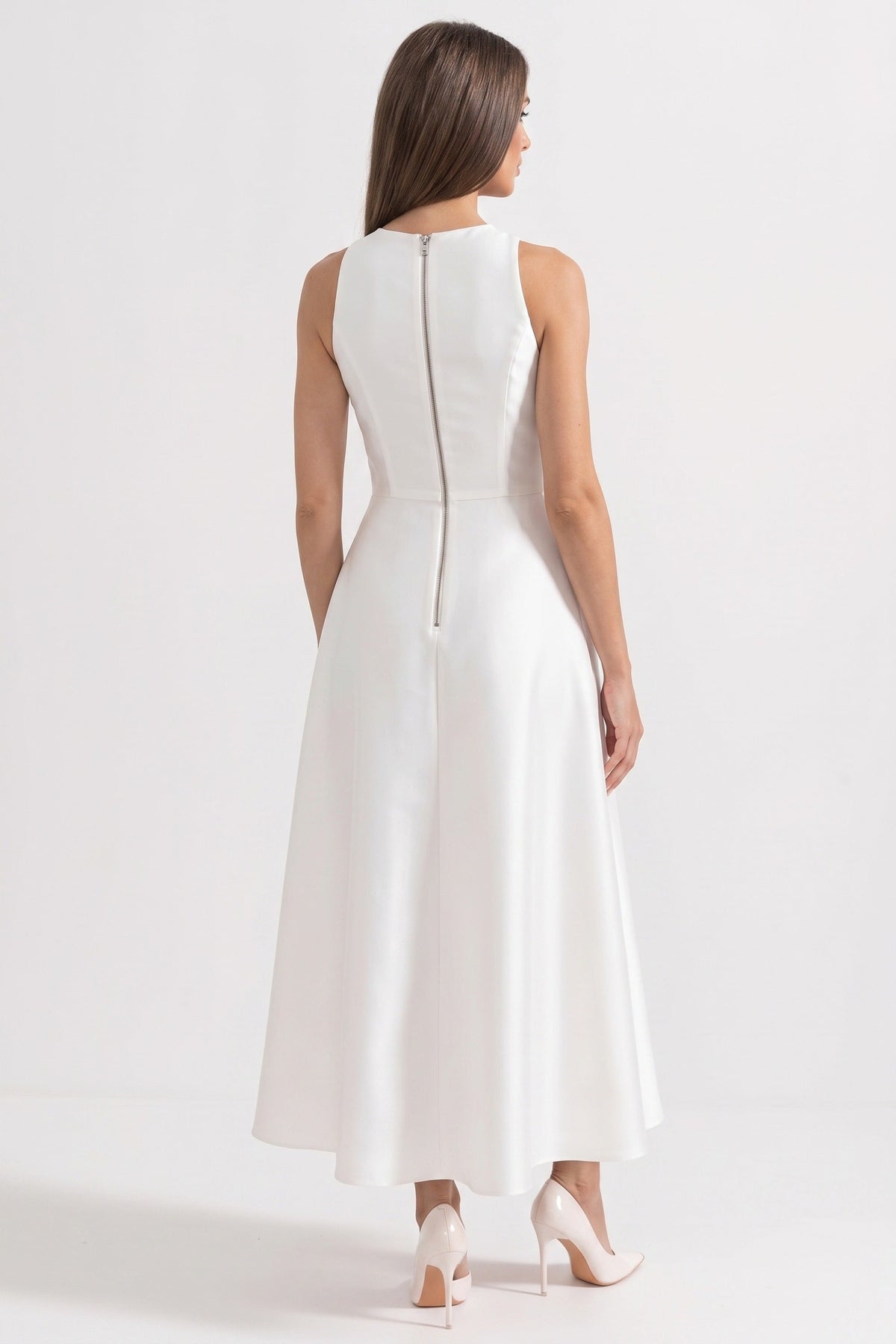 Halter Neck Maxi Dress - White - View 4