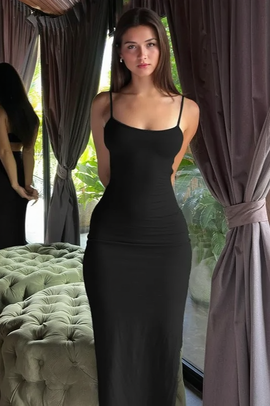 Scoop Neck Spaghetti Strap Ribbed Bodycon Maxi Dress 6