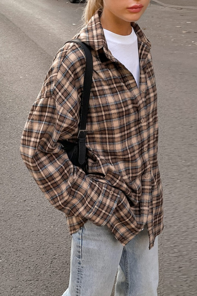American Vintage Plaid Blouse