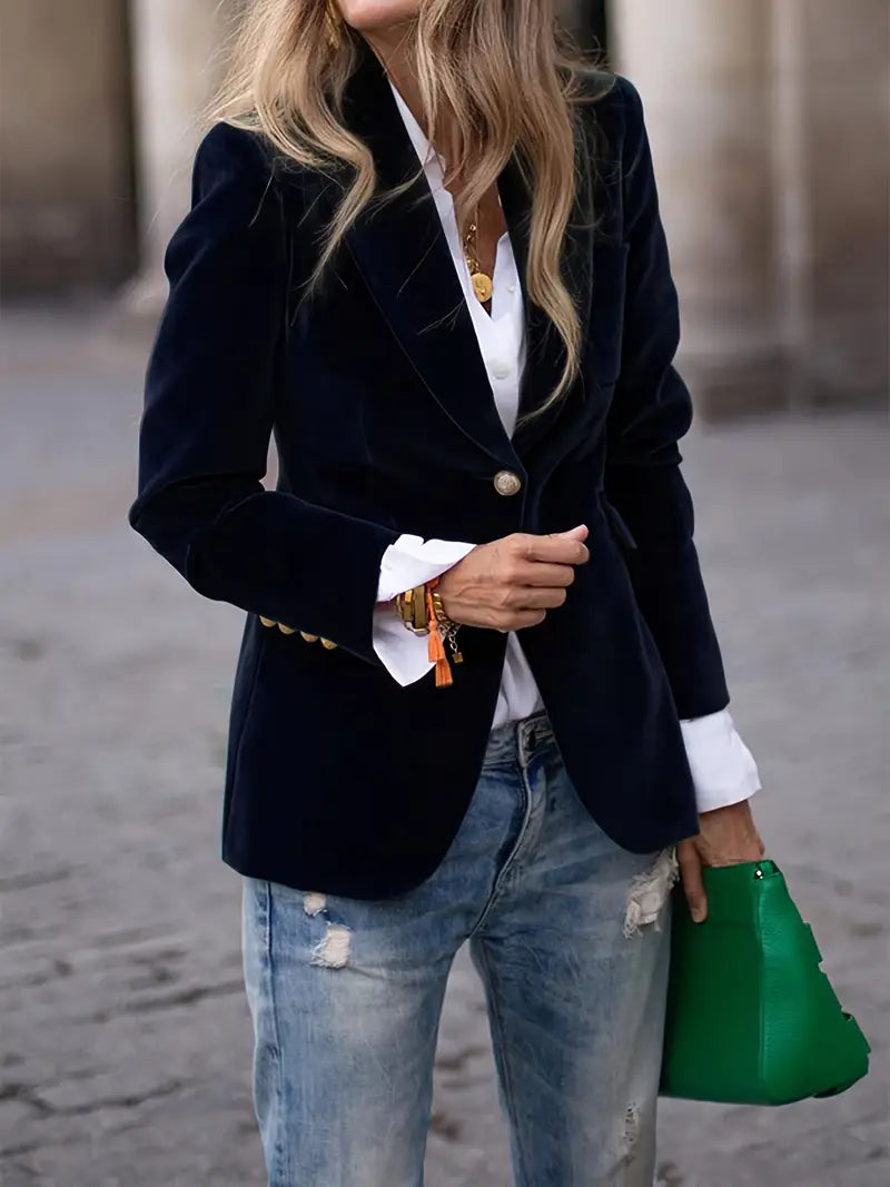 Velvet Single Breasted Blazer