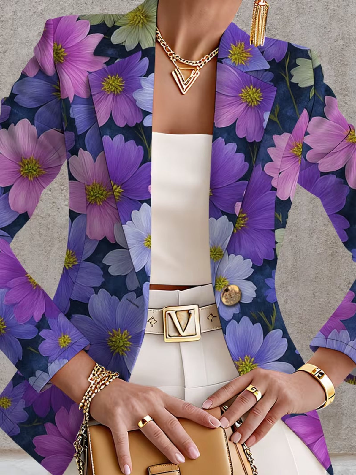 Floral Print Single Button Blazer 2