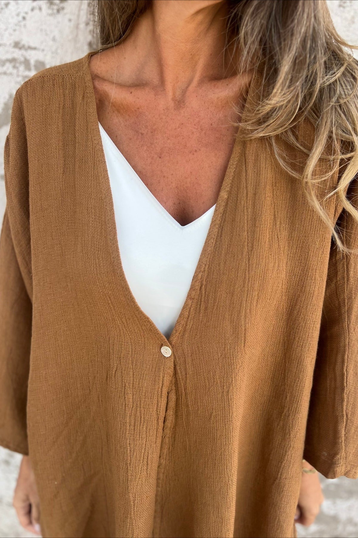 Loose Fit V Neck Long Sleeve Cardigan