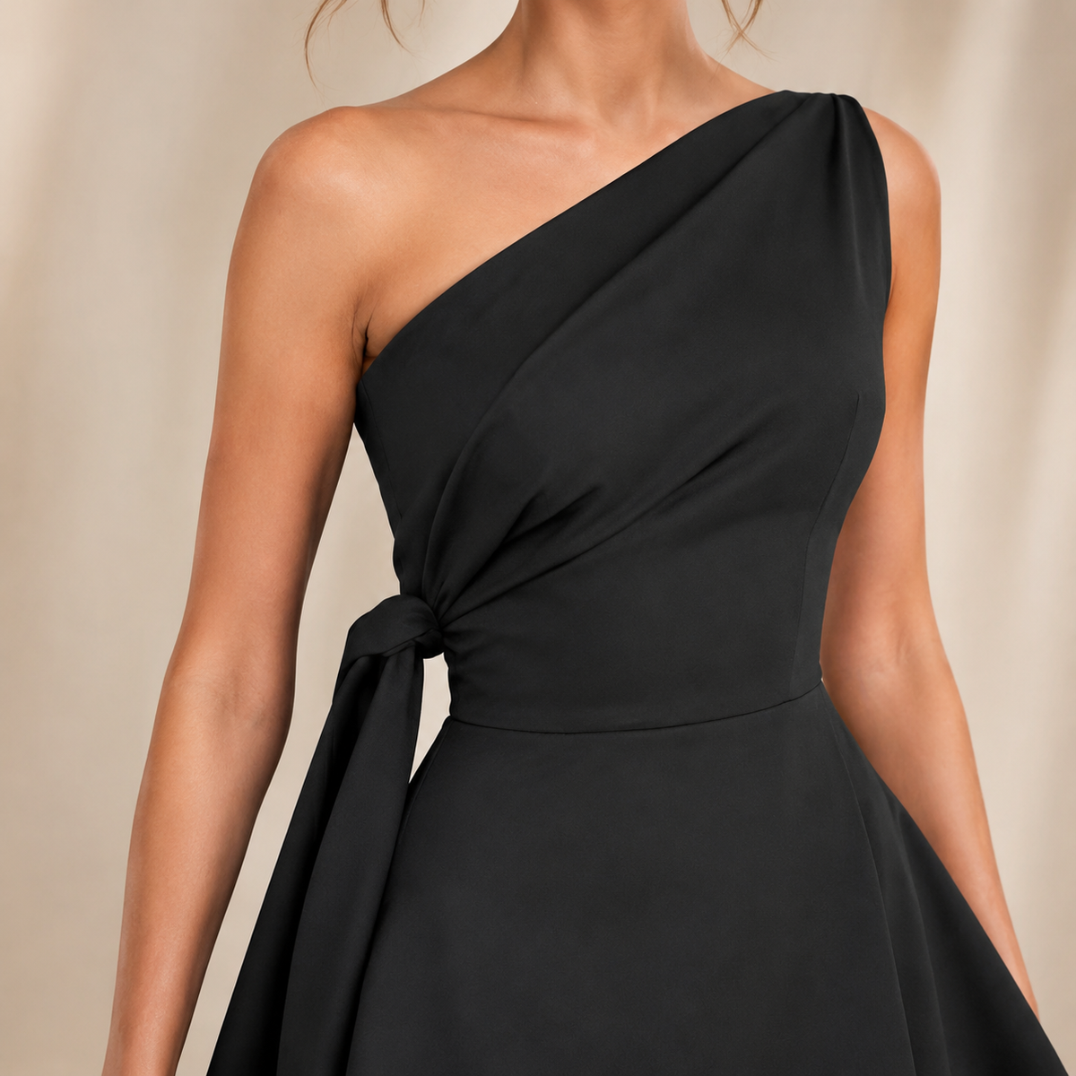 One Shoulder Tie Waist Asymmetric Flared Skort Playsuit 2