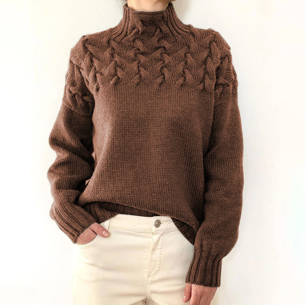 Turtleneck Cable Knit Long Sleeve Sweater 7