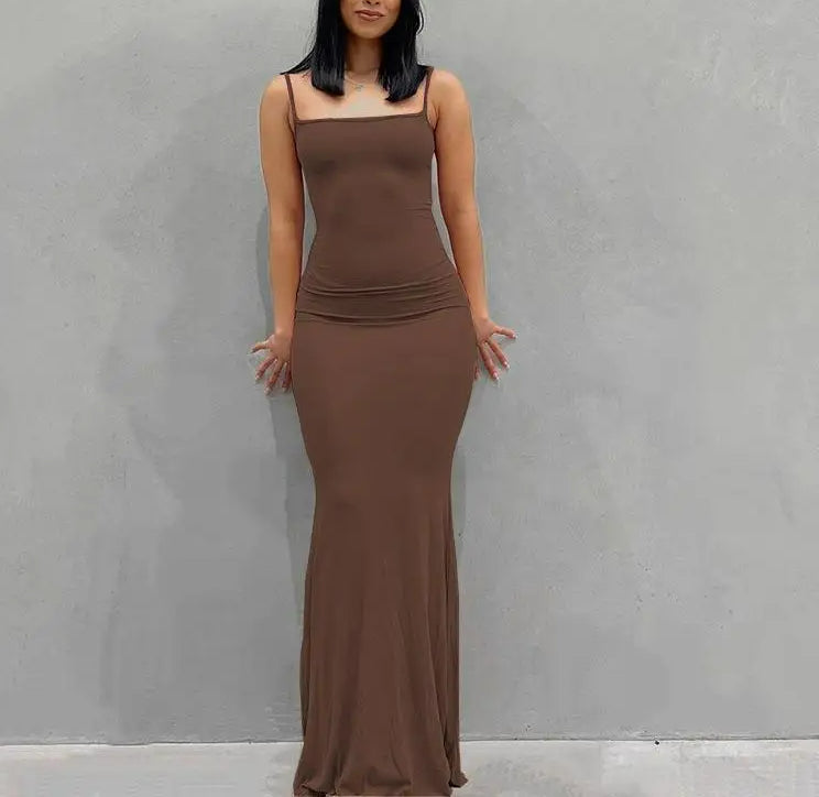 Satin Slip Backless Maxi Dress - View 3
