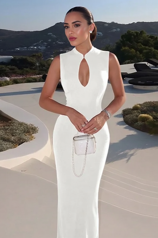 Mock Neck Sleeveless Keyhole Cut Out Bodycon Maxi Dress 6