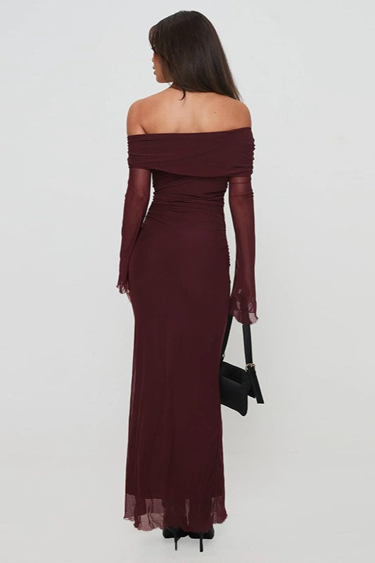 One Shoulder Mesh Maxi Dress - View 3