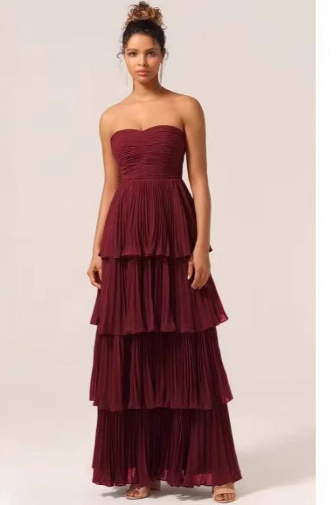 Ruched Bustier Tiered Hem Formal Dress - View 4