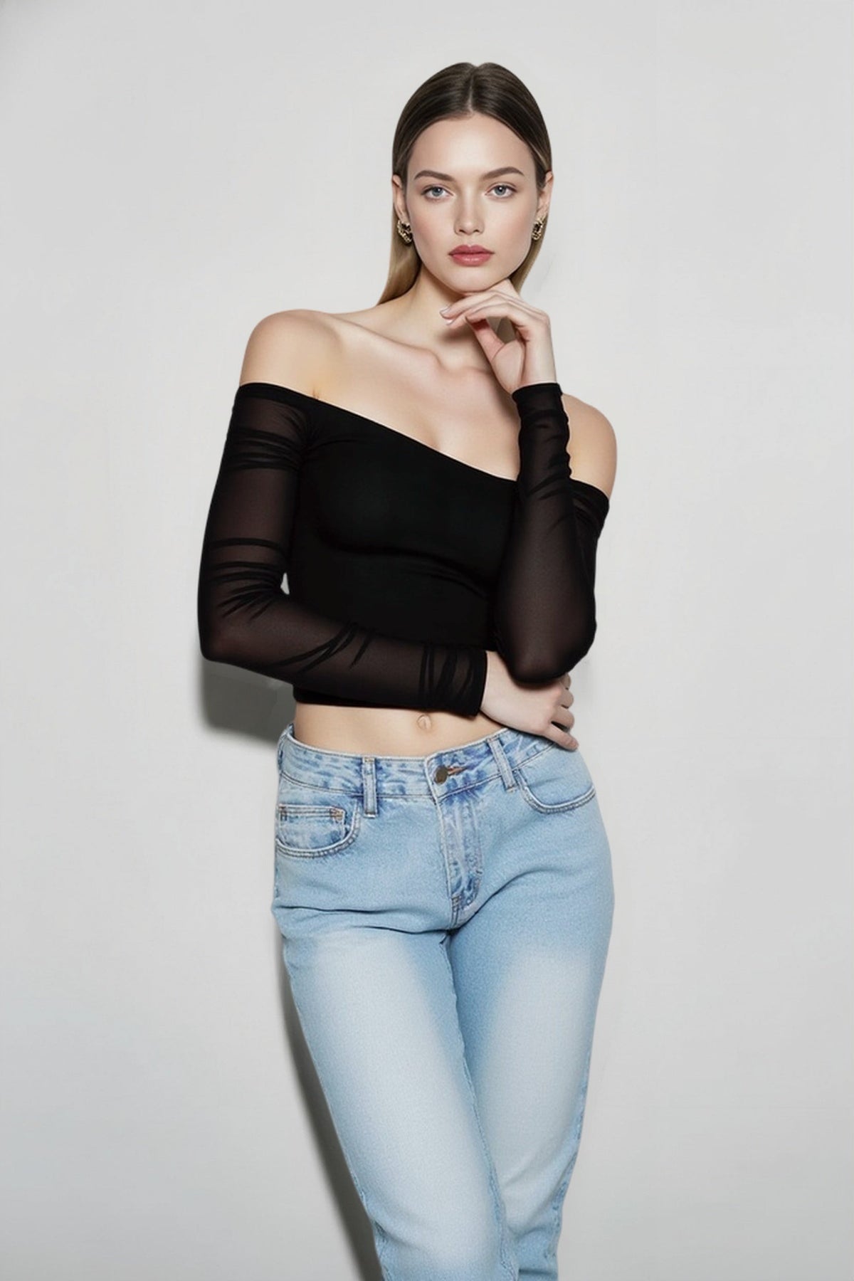 Backless Off-the-Shoulder Lace Crop Top