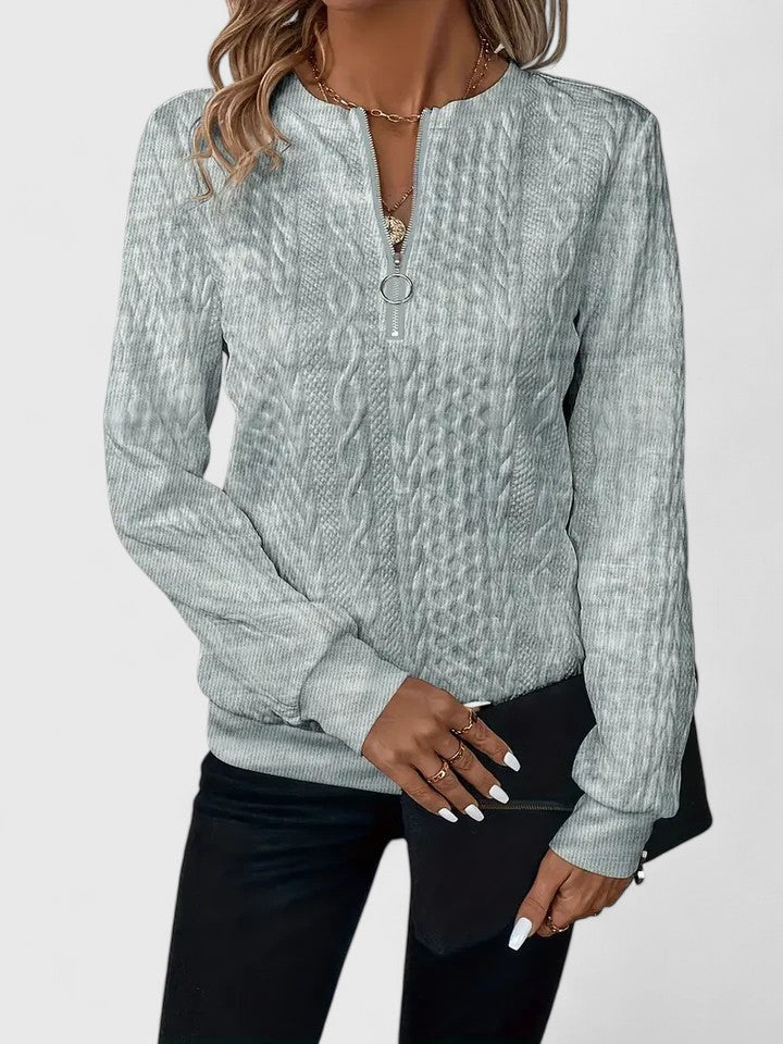 Quarter Zip Cable Knit Textured Sweatshirt 4