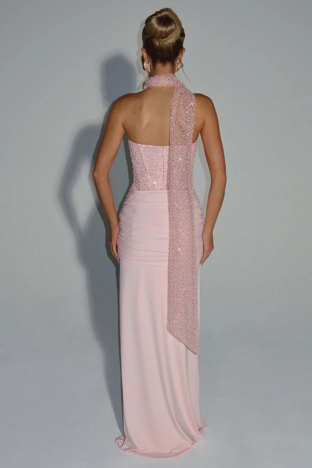 Sequin Strapless Corset Ruched High Split Mermaid Maxi Dress - View 3