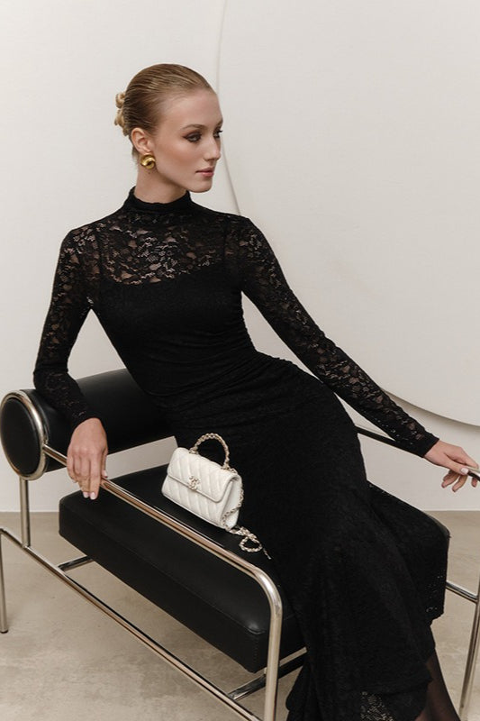 Lace Long Sleeve Maxi Dress - View 7