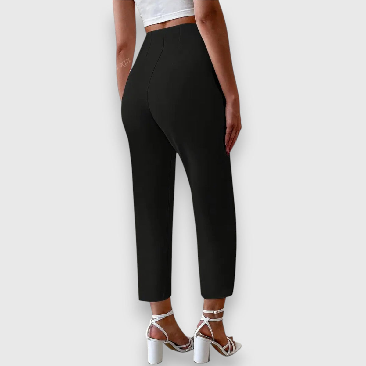 High Waist Pleated Front Tapered Trousers 4