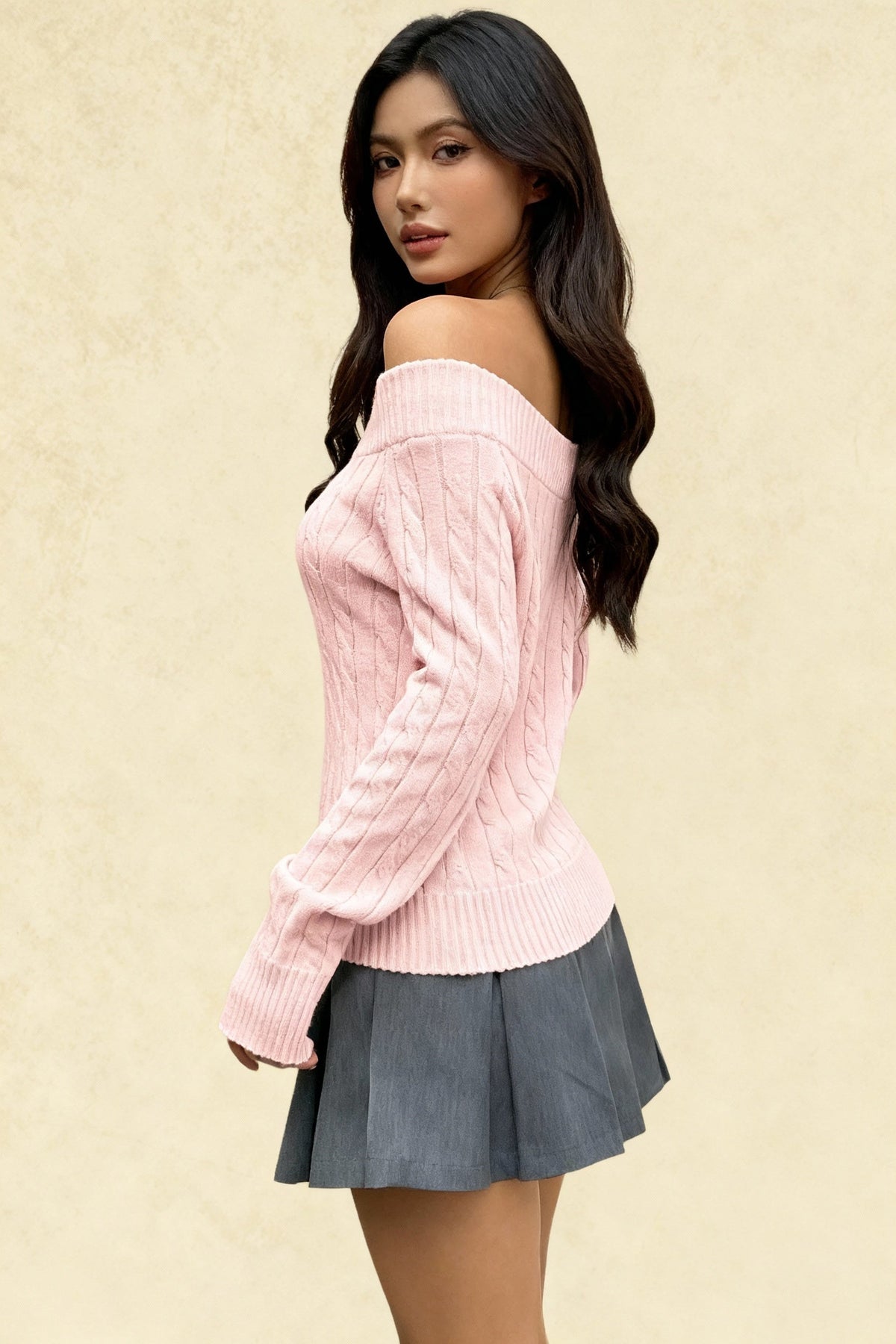 Edgy Long-Sleeve Knit Sweater