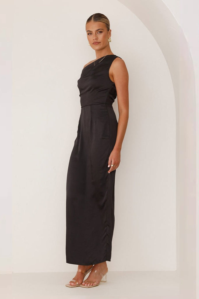 One Shoulder Cowl Neck Satin Maxi Dress 5