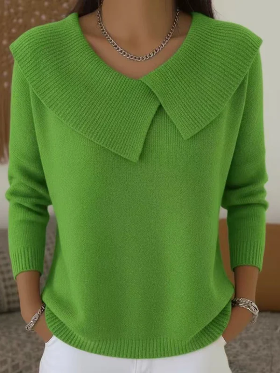 Oversized Collar V-Neck Long Sleeve Knit Sweater 6