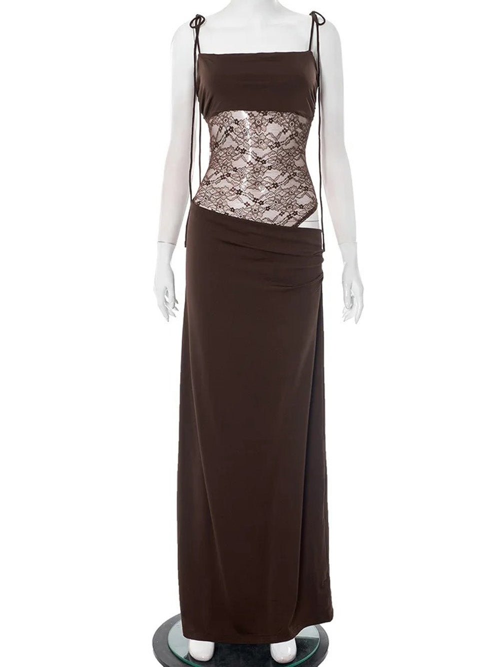 Camille Lace Maxi Dress in Brown