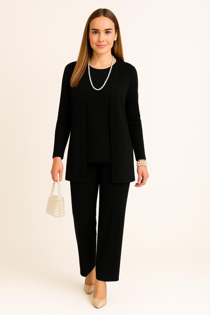 Longline Cardigan Top and Pants Three Piece Set