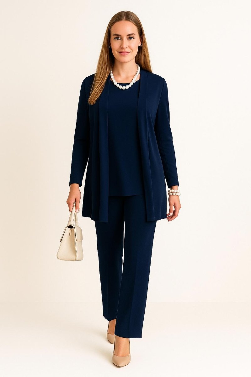 Longline Cardigan Top and Pants Three Piece Set 3