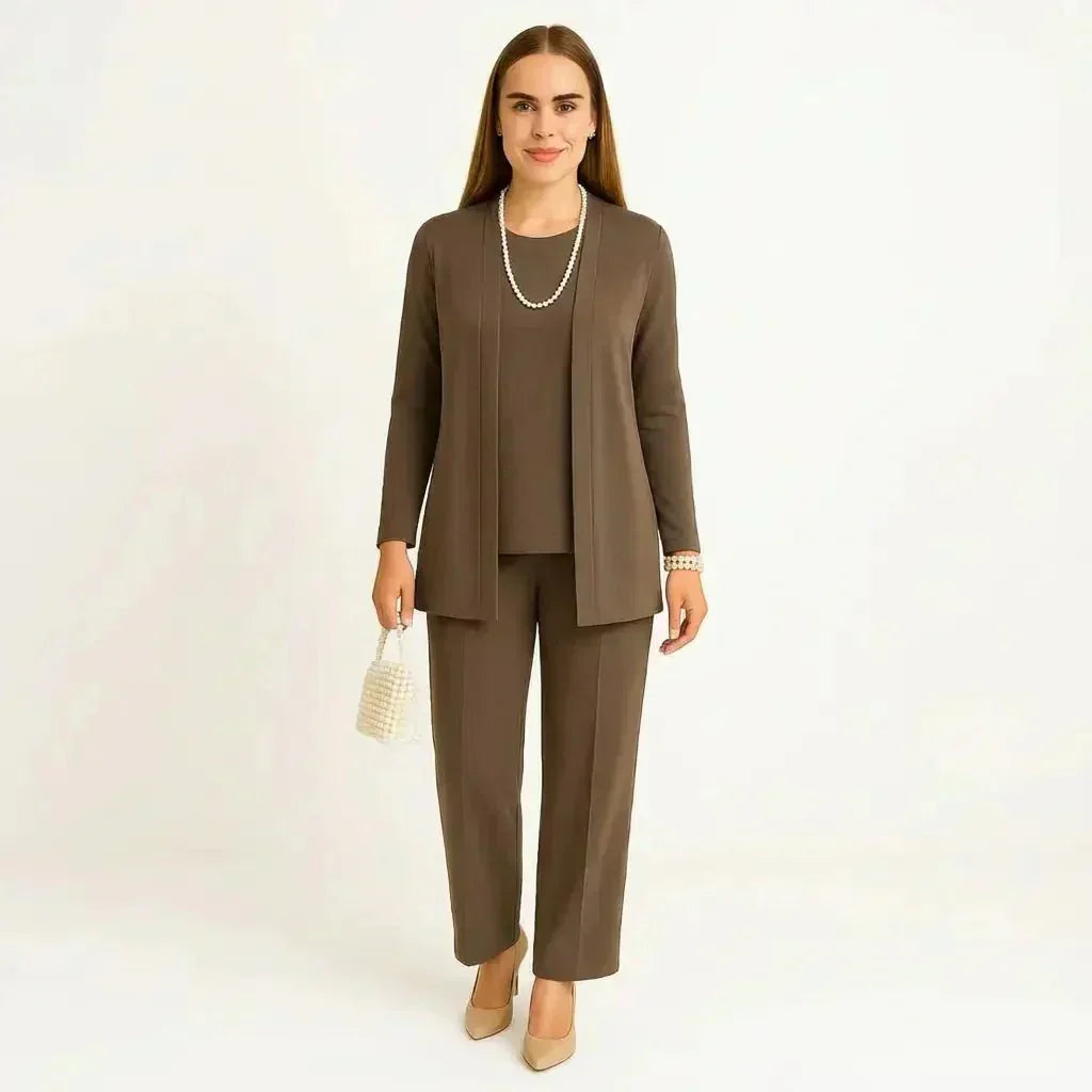 Longline Cardigan Top and Pants Three Piece Set 4