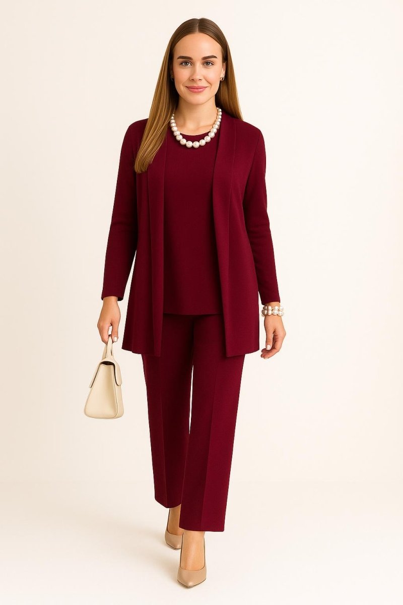 Longline Cardigan Top and Pants Three Piece Set 2