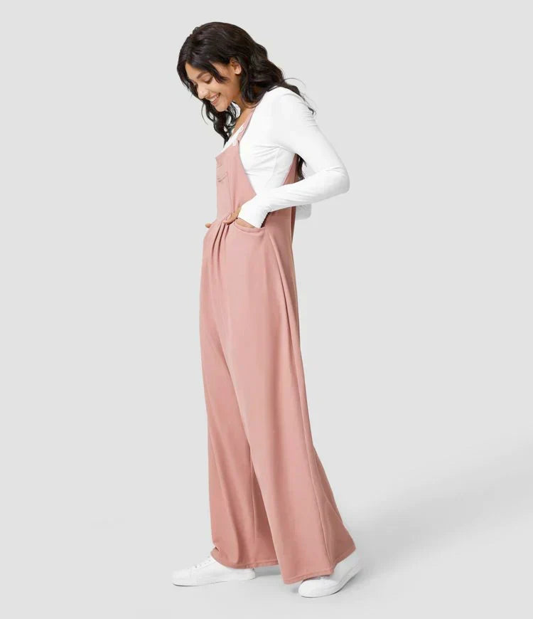 Adjustable Strap Bib Pocket Wide Leg Overall Jumpsuit 3