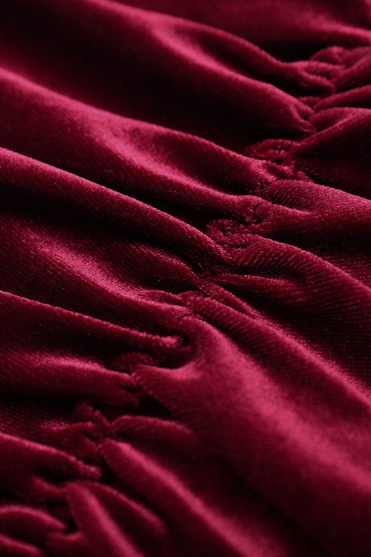 Velvet Ruched Low-Back Party Dress - View 7