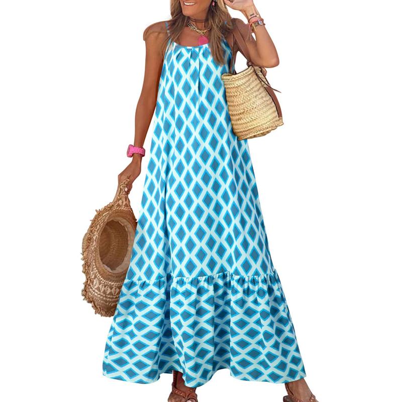 Damask Print Spaghetti Strap Tiered Maxi Dress 7