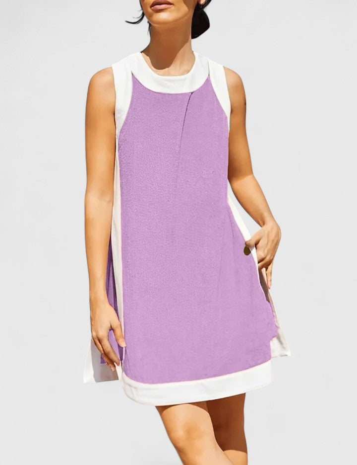 Contrast Trim Round Neck Sleeveless Shift Mini Dress 6