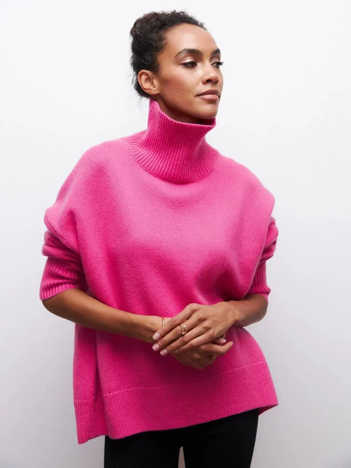 Turtleneck Long Sleeve Drop Shoulder Oversized Sweater 4
