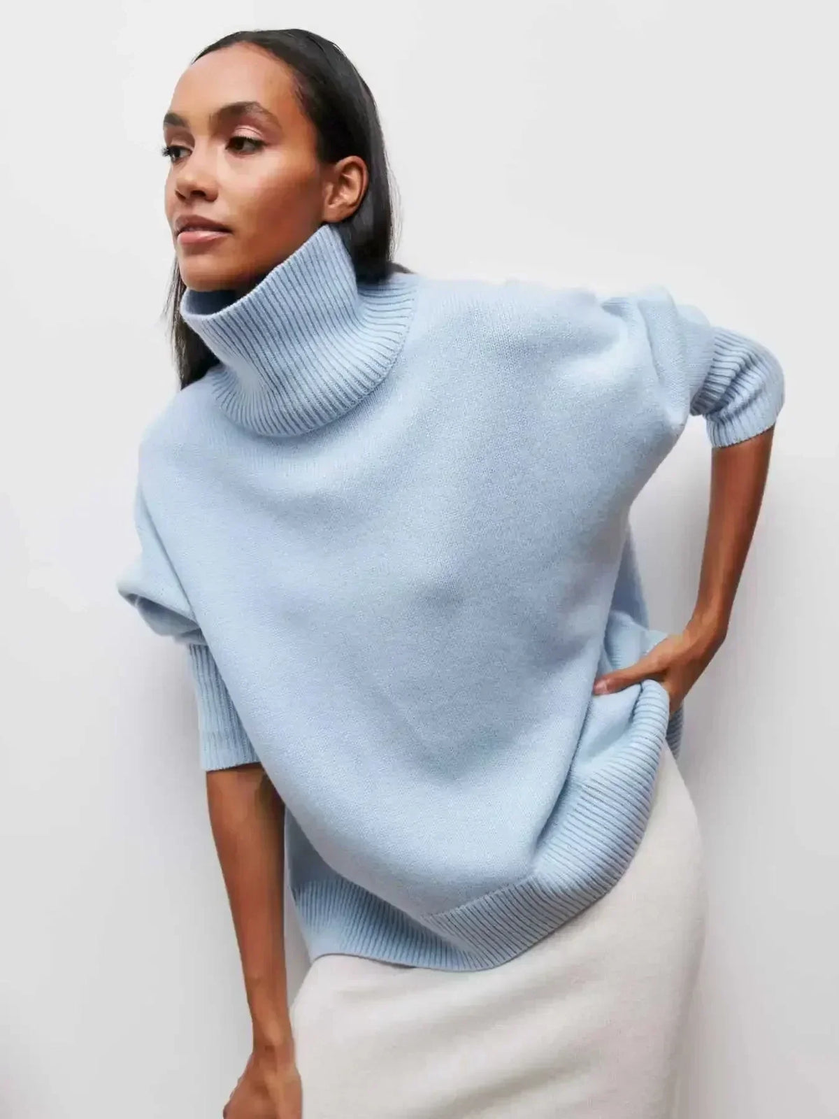 Turtleneck Long Sleeve Oversized Knit Sweater 10