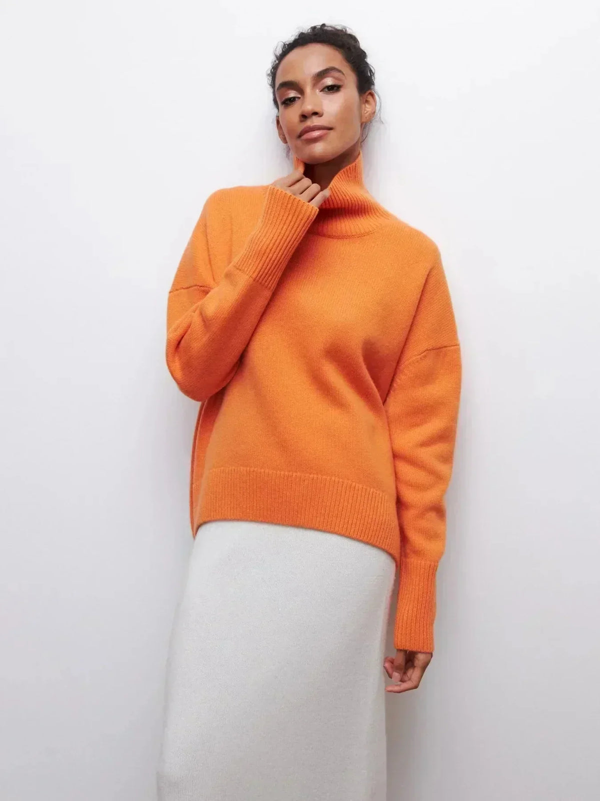 Turtleneck Long Sleeve Drop Shoulder Oversized Sweater 11