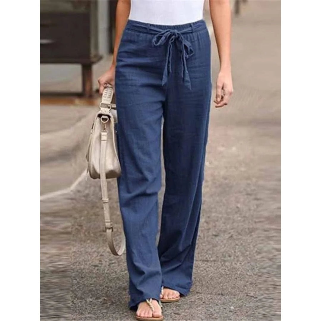 High Waist Drawstring Wide Leg Pants