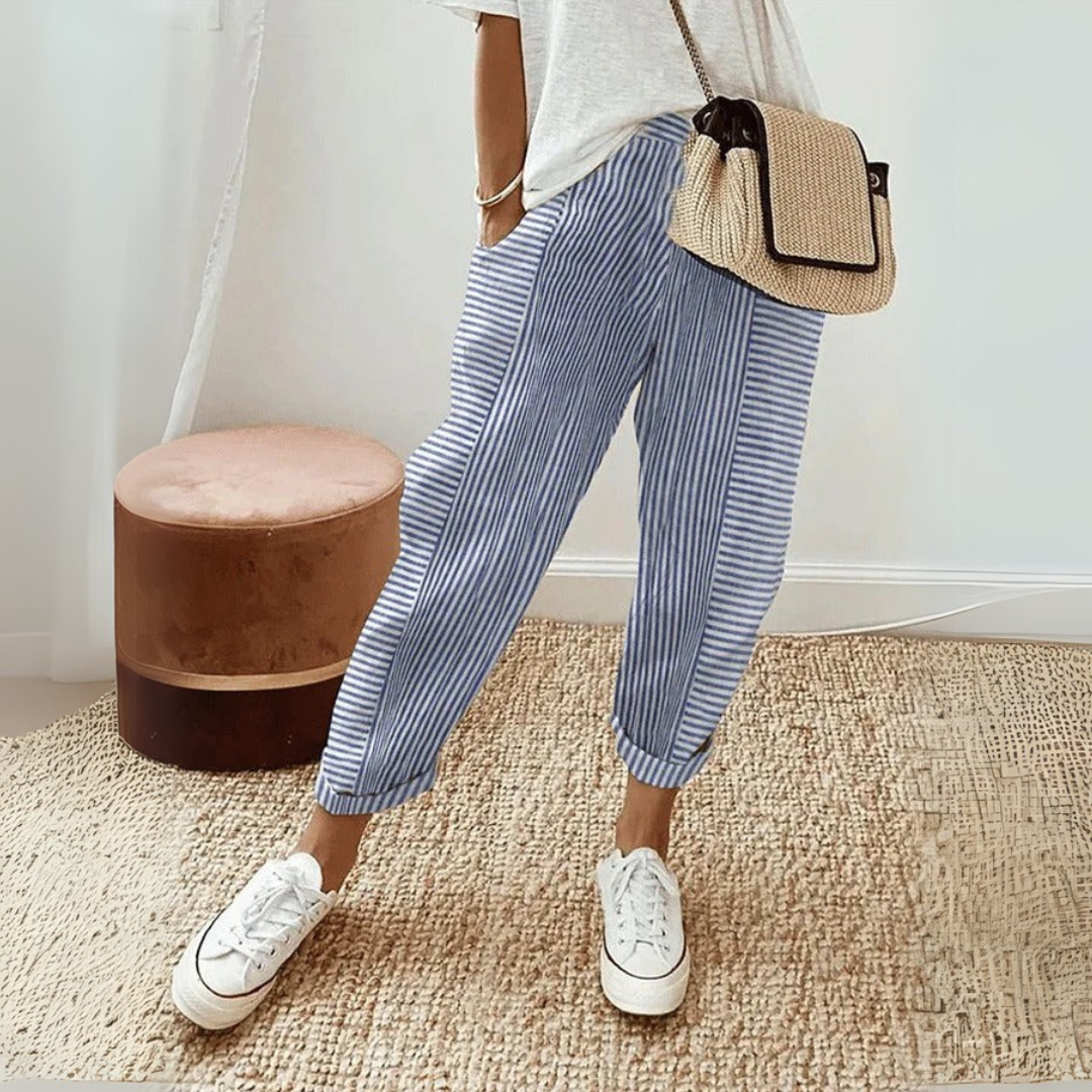 High Waist Striped Tapered Pants 5