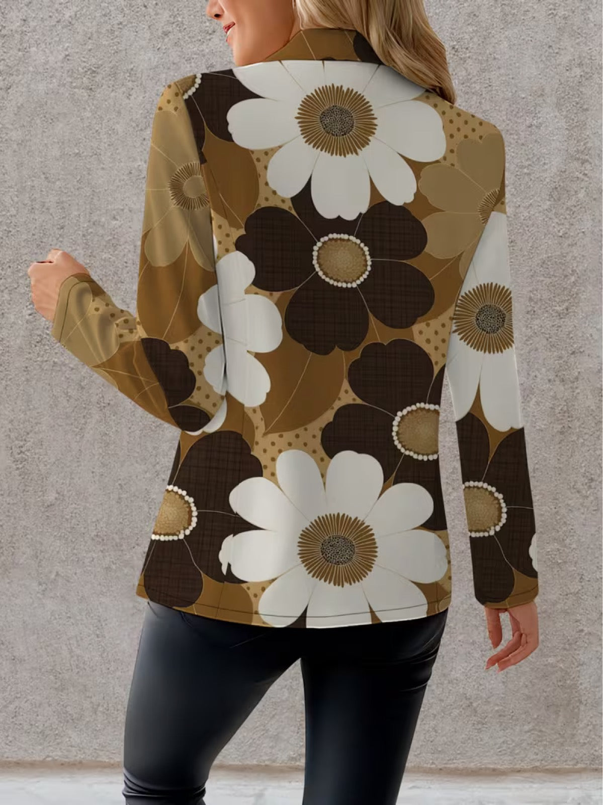 Floral Print Notched Lapel Single Button Blazer 4