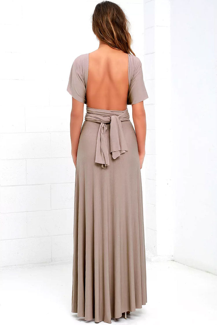 Convertible Infinity Wrap A-Line Maxi Bridesmaid Dress - View 4