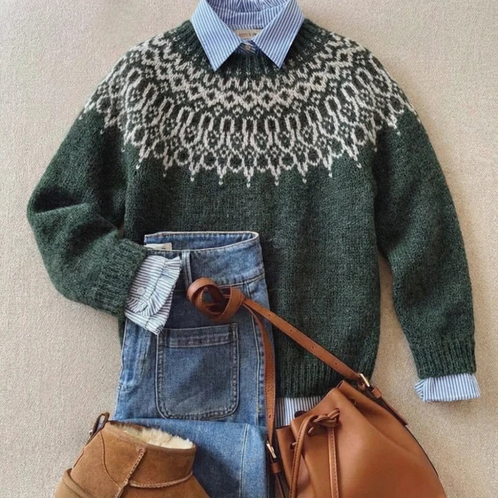 Turtleneck Long Sleeve Fair Isle Knit Sweater 5